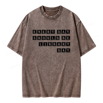 Pagewings Every Day Should be Library Day Unisex Washed T-shirt