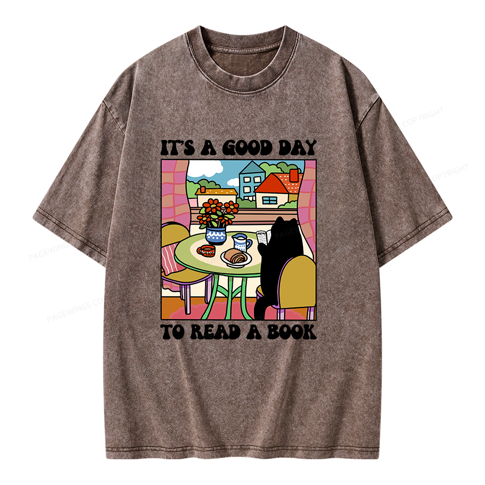 Pagewings It's A Good Day  To Read A Book Unisex Washed T-shirt