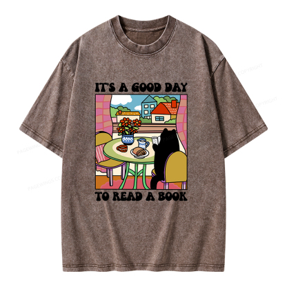 Pagewings It's A Good Day  To Read A Book Unisex Washed T-shirt