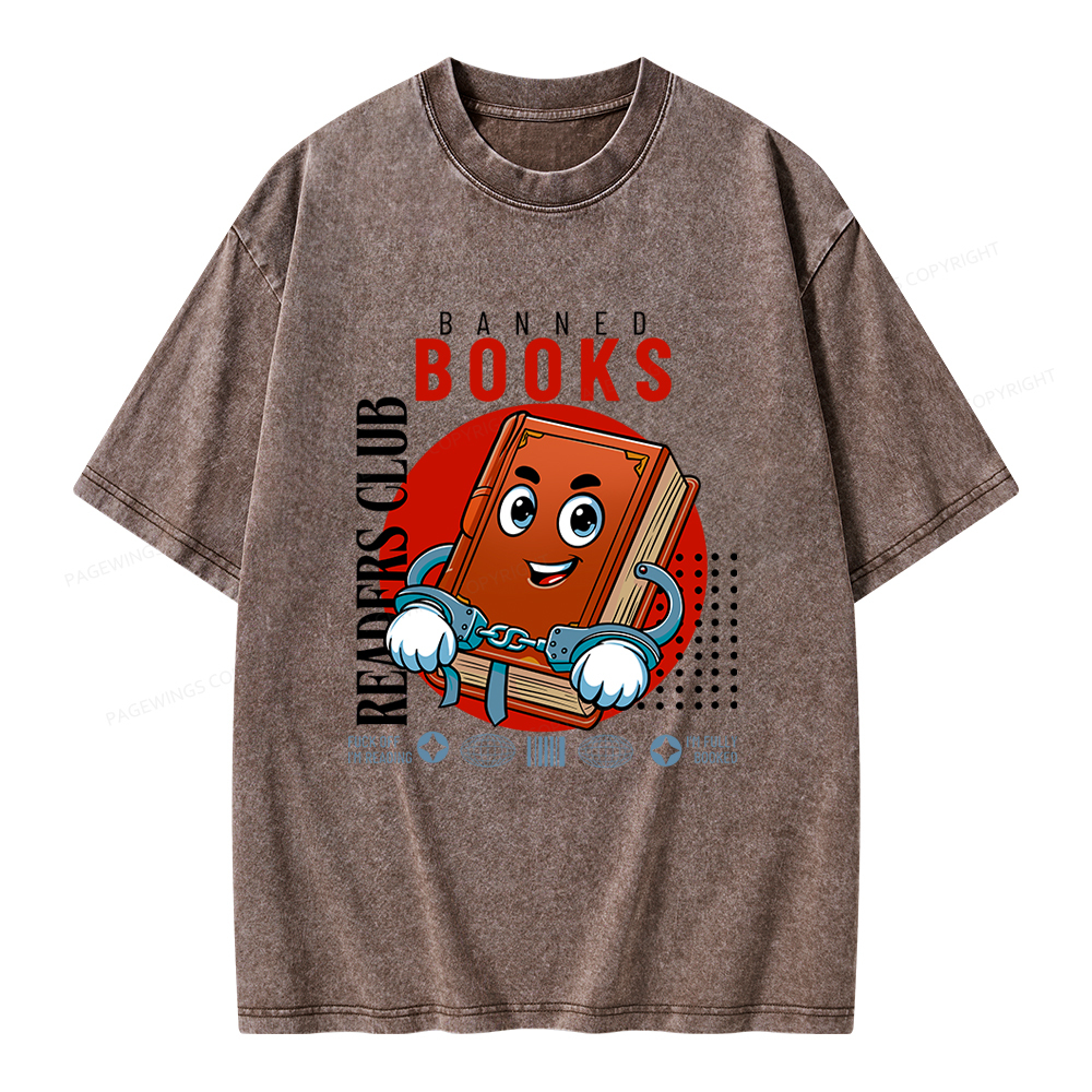Pagewings Banned book readers club Unisex Washed T-shirt