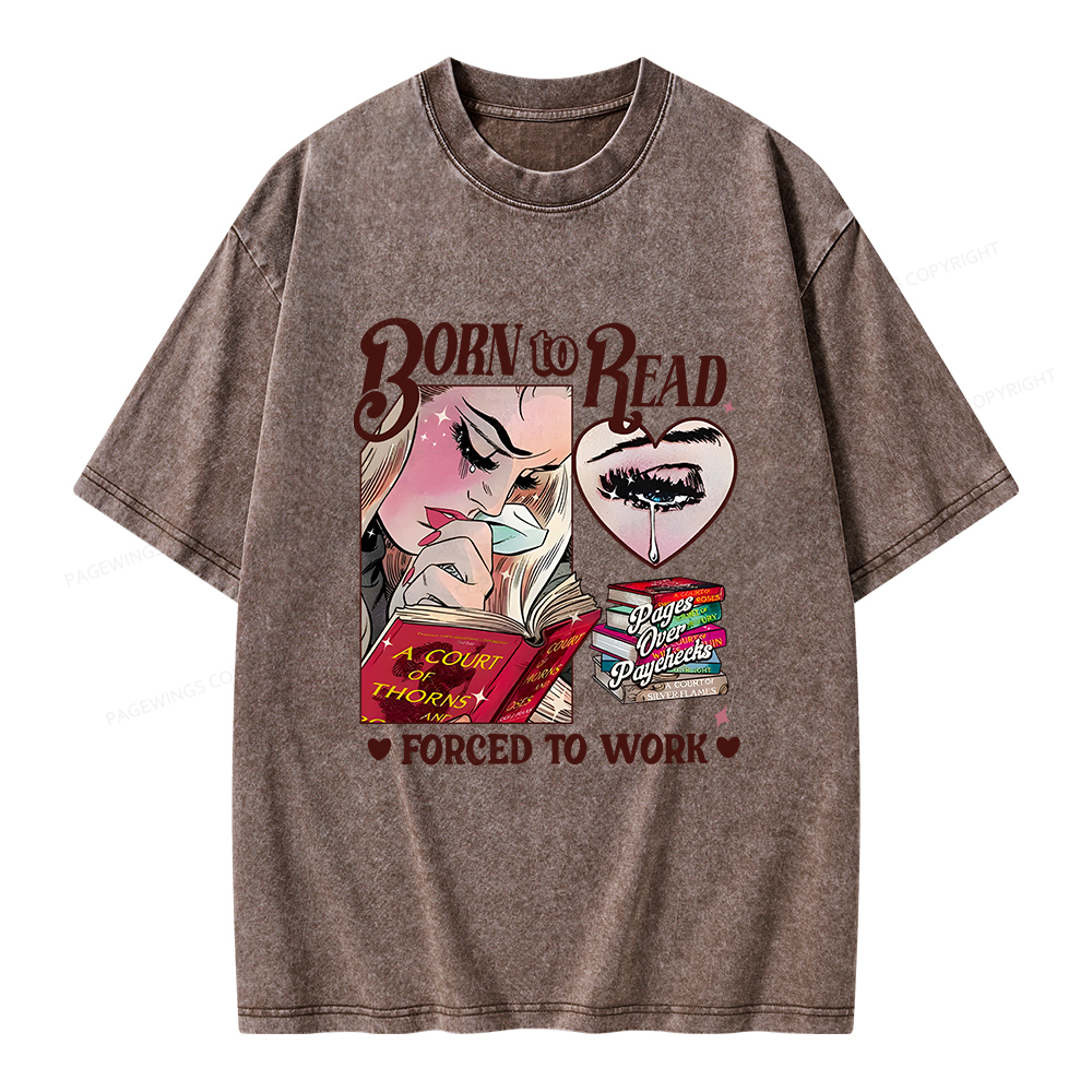 Pagewings Born To Read Bookish Unisex Washed T-shirt