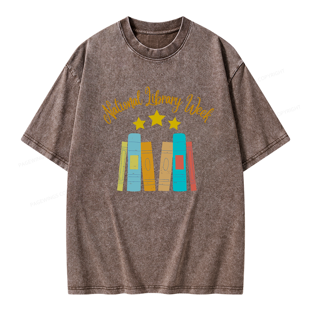Pagewings National Library Week Unisex Washed T-shirt
