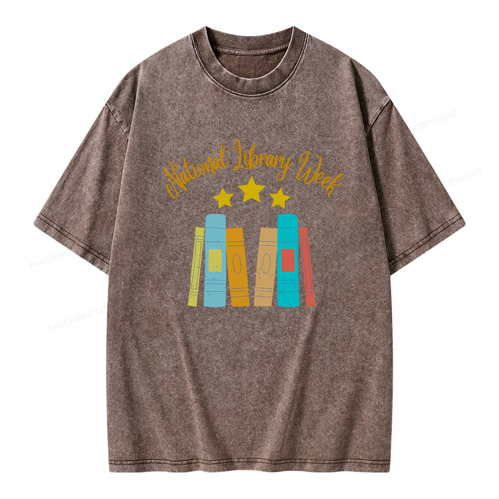 Pagewings National Library Week Unisex Washed T-shirt