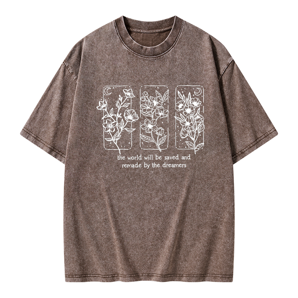 Pagewings The World Will Be Saved And Remade By The Dreamers Unisex Washed T-shirt