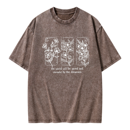 Pagewings The World Will Be Saved And Remade By The Dreamers Unisex Washed T-shirt