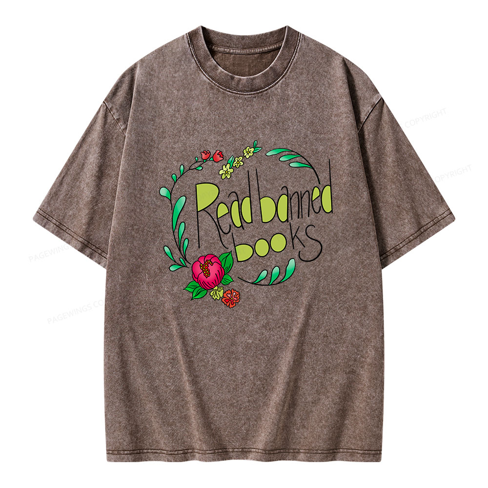 Pagewings Read Banned Books Unisex Washed T-shirt