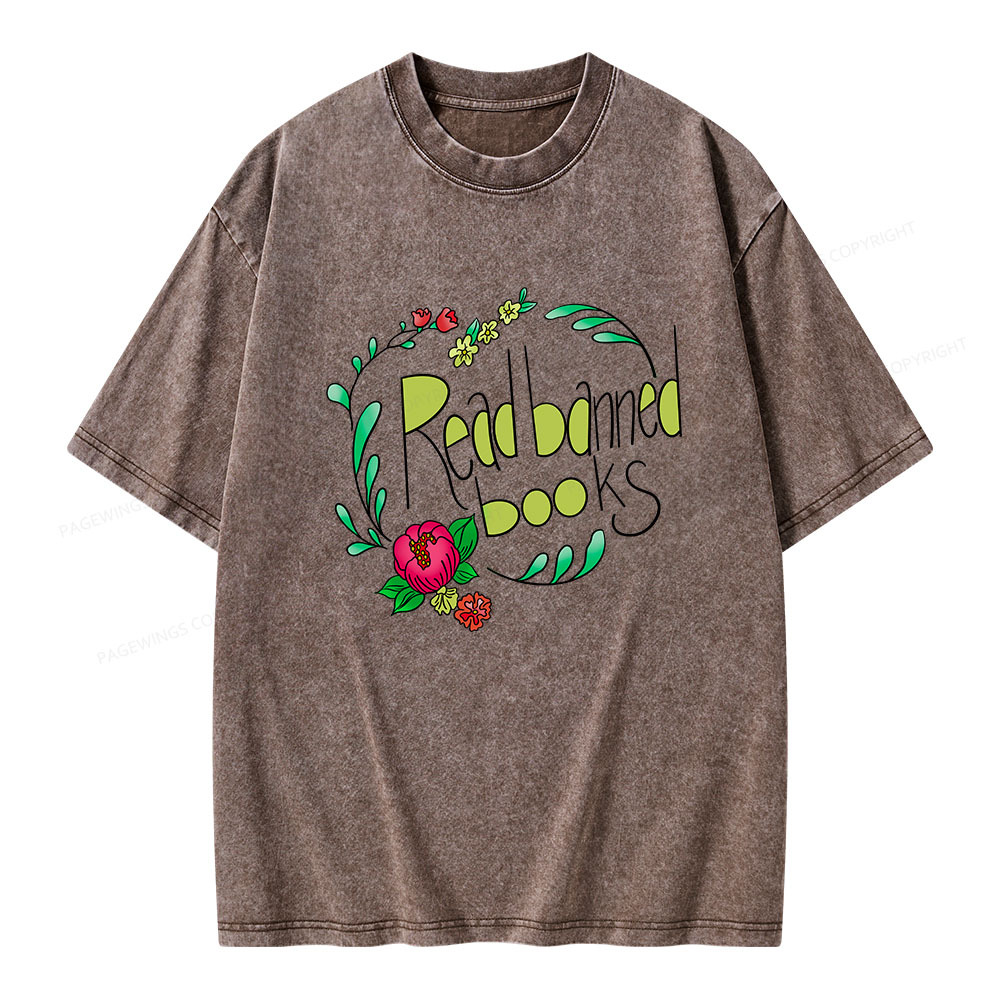 Pagewings Read Banned Books Unisex Washed T-shirt