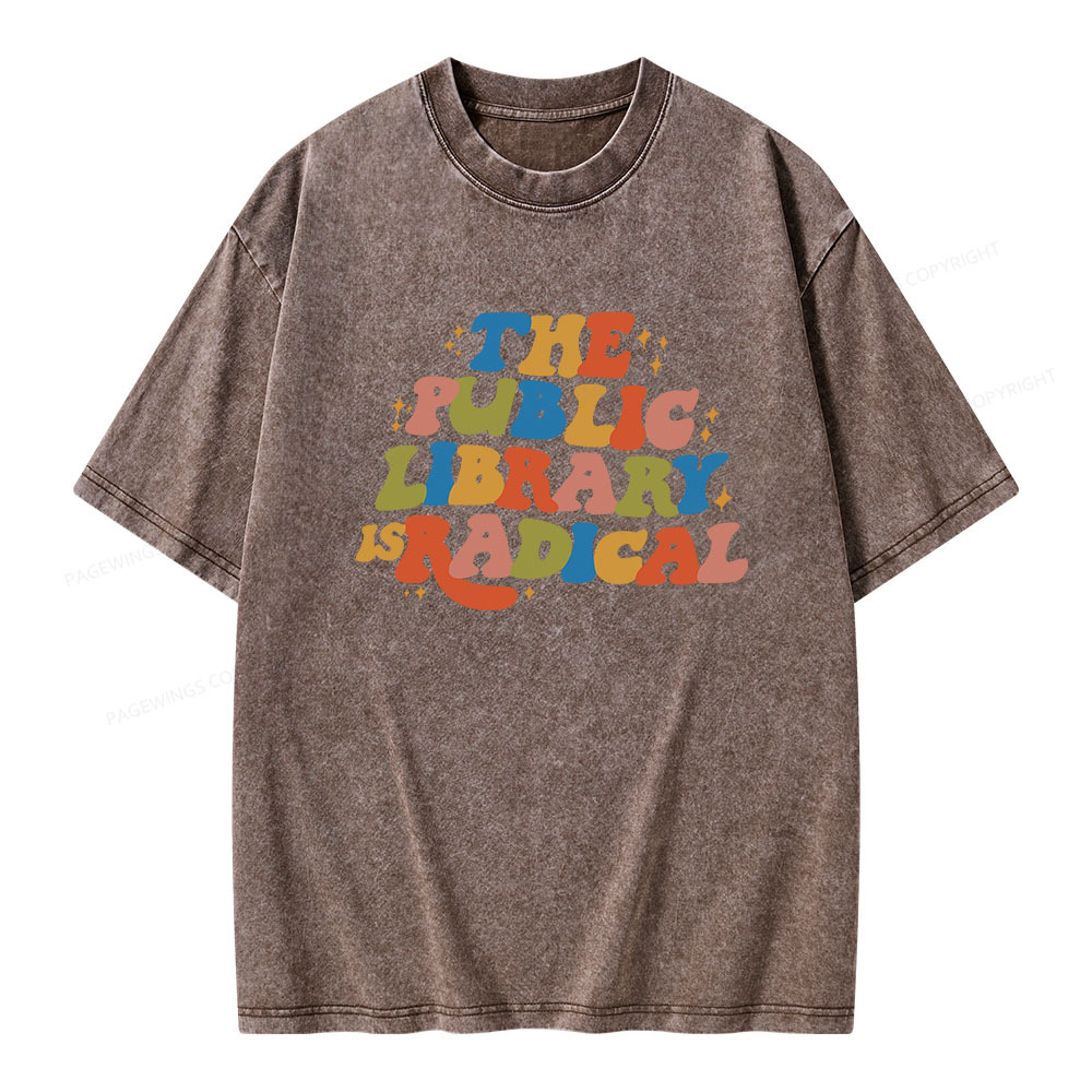 Pagewings Public Library Unisex Washed T-shirt
