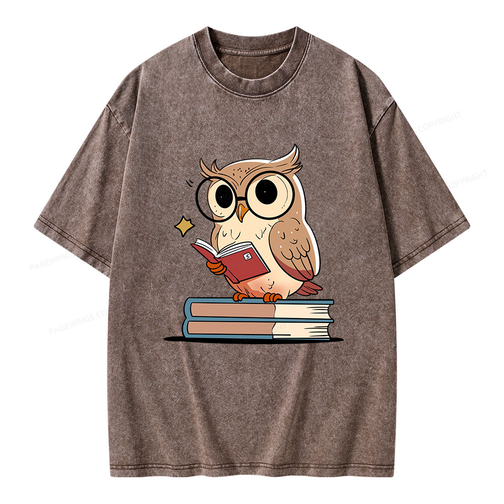 Pagewings The Owl Reader Unisex Washed T-shirt