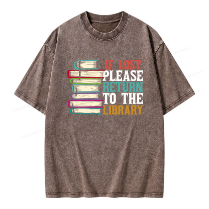 Pagewings If Lost Please Return To The Library Unisex Washed T-shirt