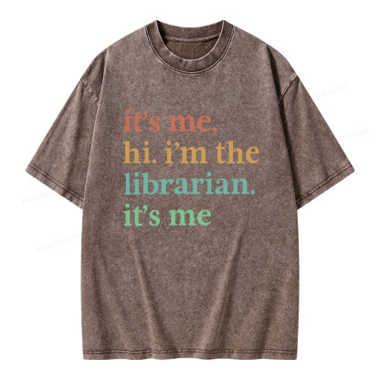 Pagewings It's Me Hi I'm The Librarian It's Me Unisex Washed T-shirt