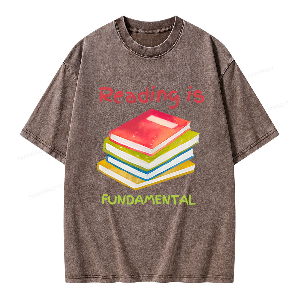 Pagewings Reading is Fundamental Unisex Washed T-shirt