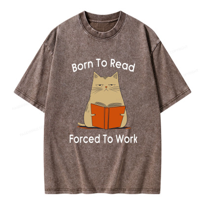 Pagewings Born To Read Forced To Work Unisex Washed T-shirt