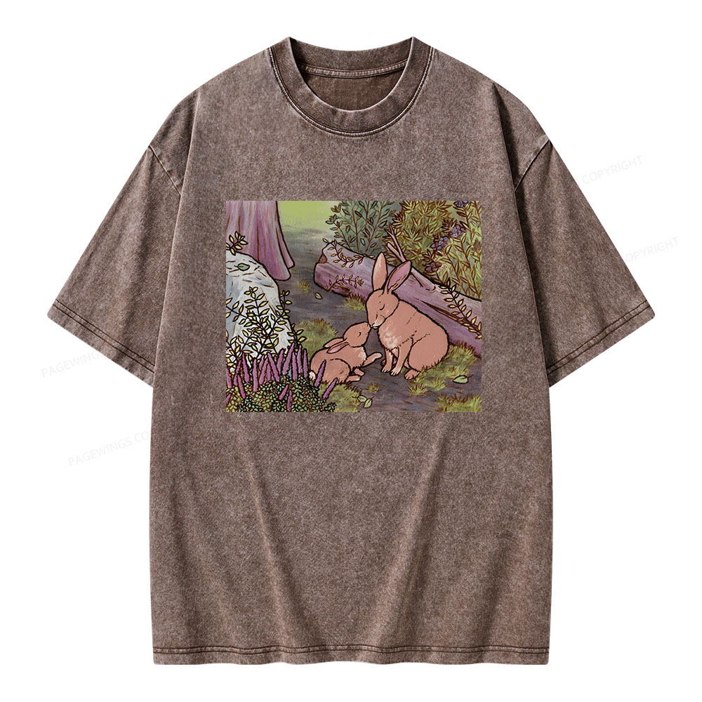 Pagewings A Kiss on the Nose for Mama Bunny Unisex Washed T-shirt