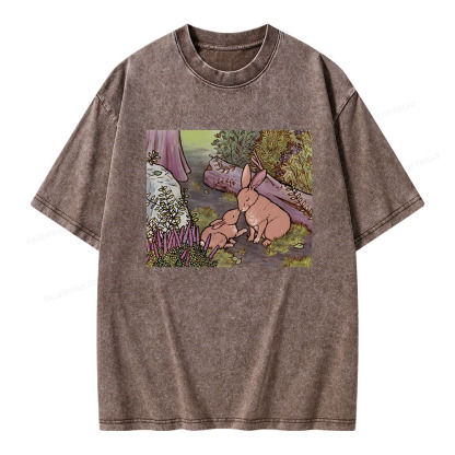 Pagewings A Kiss on the Nose for Mama Bunny Unisex Washed T-shirt