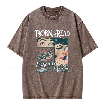 Pagewings Born To Read Bookish Comfor Unisex Washed T-shirt