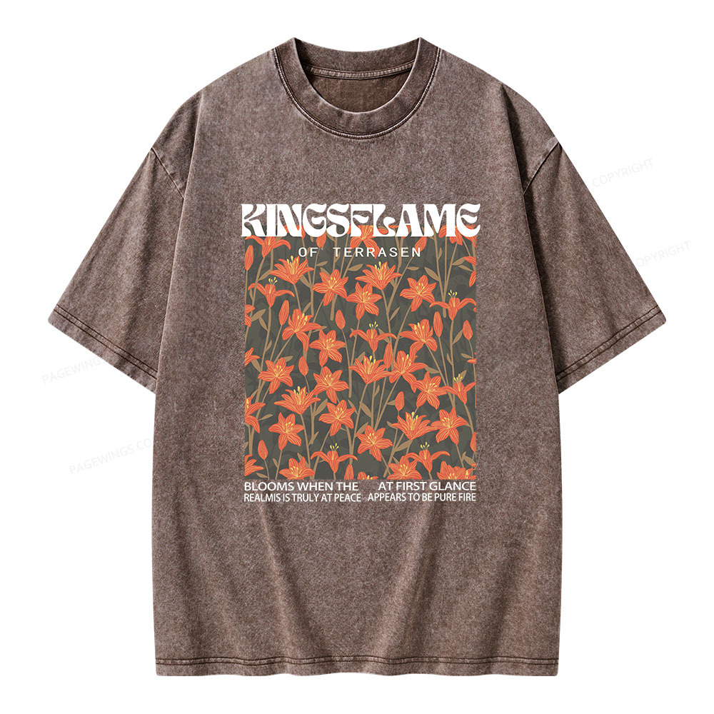 Pagewings Throne Of Glass Kingsflame Flower Aesthetic Unisex Washed T-shirt
