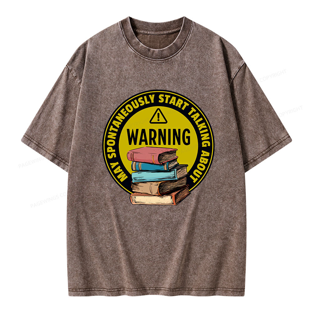 Pagewings Spontaneously Start Talking About Books Unisex Washed T-shirt