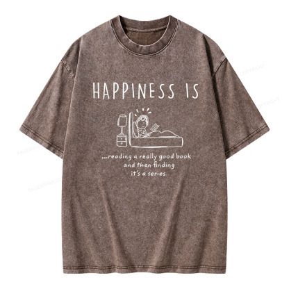 Pagewings Happiness Is...Reading A  Series Unisex Washed T-shirt