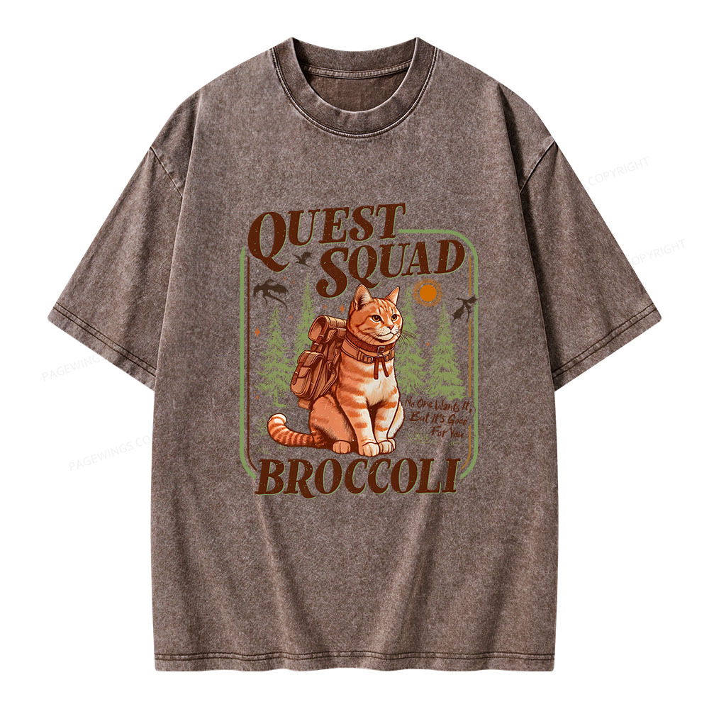 Pagewings Quest Squad Broccoli Unisex Washed T-shirt