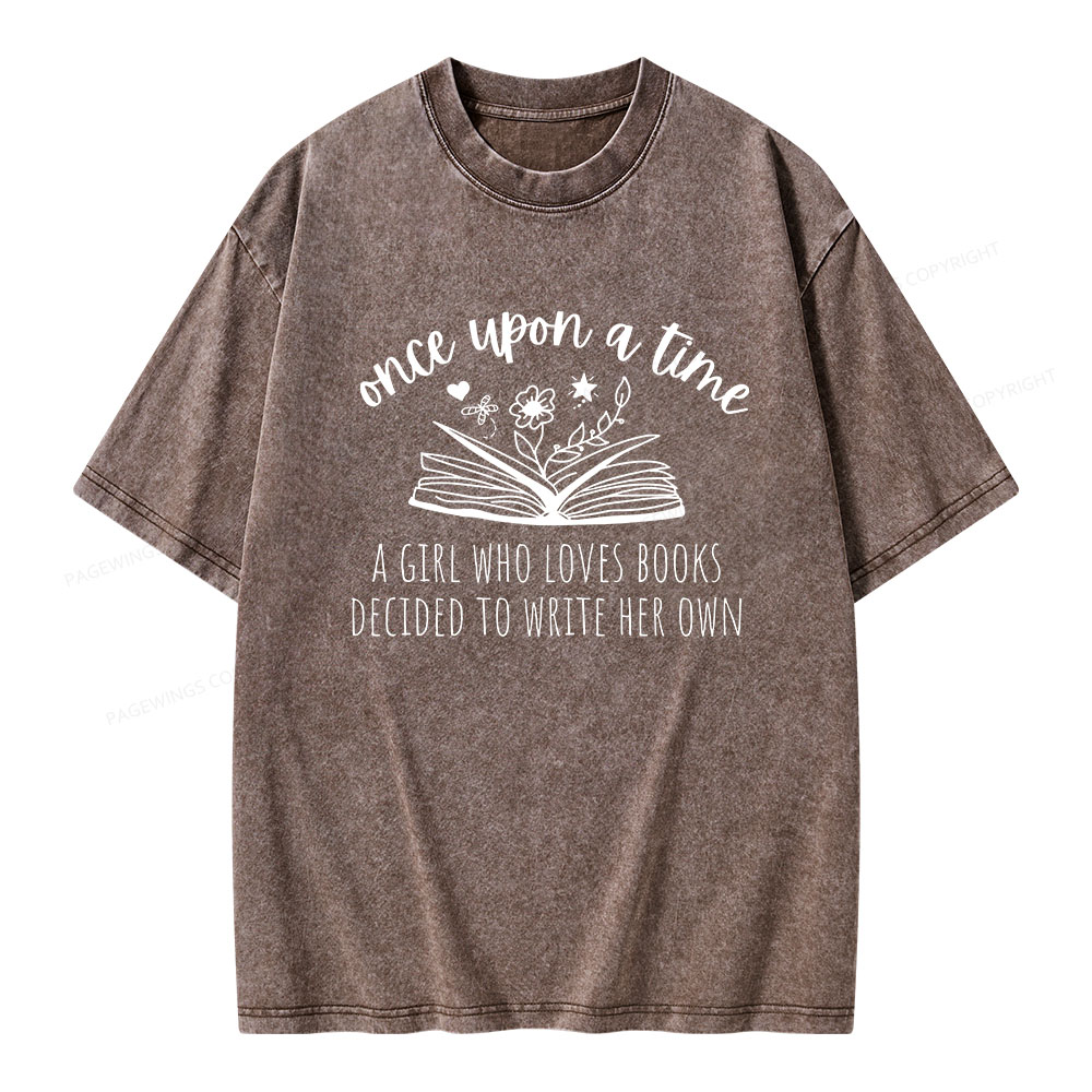 Pagewings Once A Book-Loving Girl Wrote Her Story Unisex Washed T-shirt