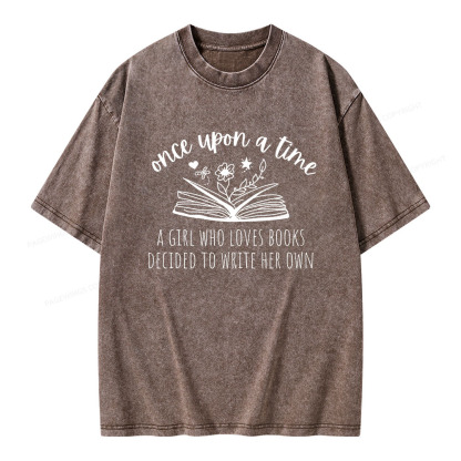 Pagewings Once A Book-Loving Girl Wrote Her Story Unisex Washed T-shirt