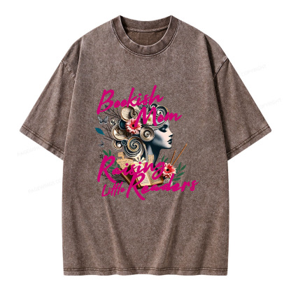 Pagewings Bookish Mom Raising Little Readers Unisex Washed T-shirt