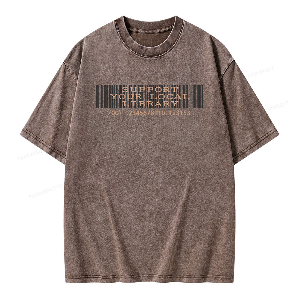Pagewings Support Your Local Library Unisex Washed T-shirt