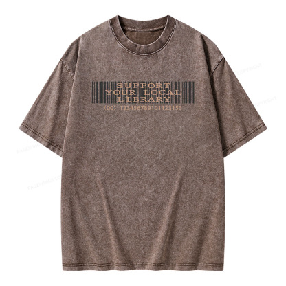 Pagewings Support Your Local Library Unisex Washed T-shirt
