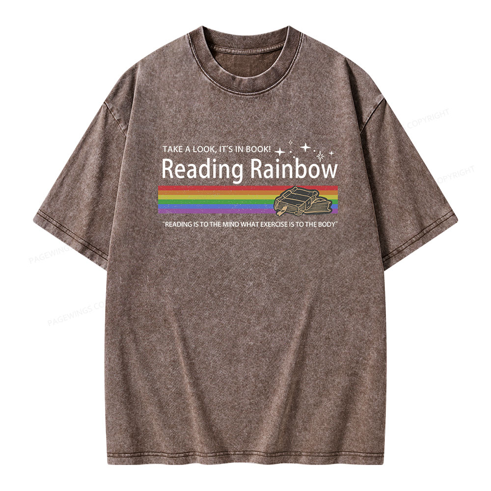 Pagewings Reading Rainbow Unisex Washed T-shirt