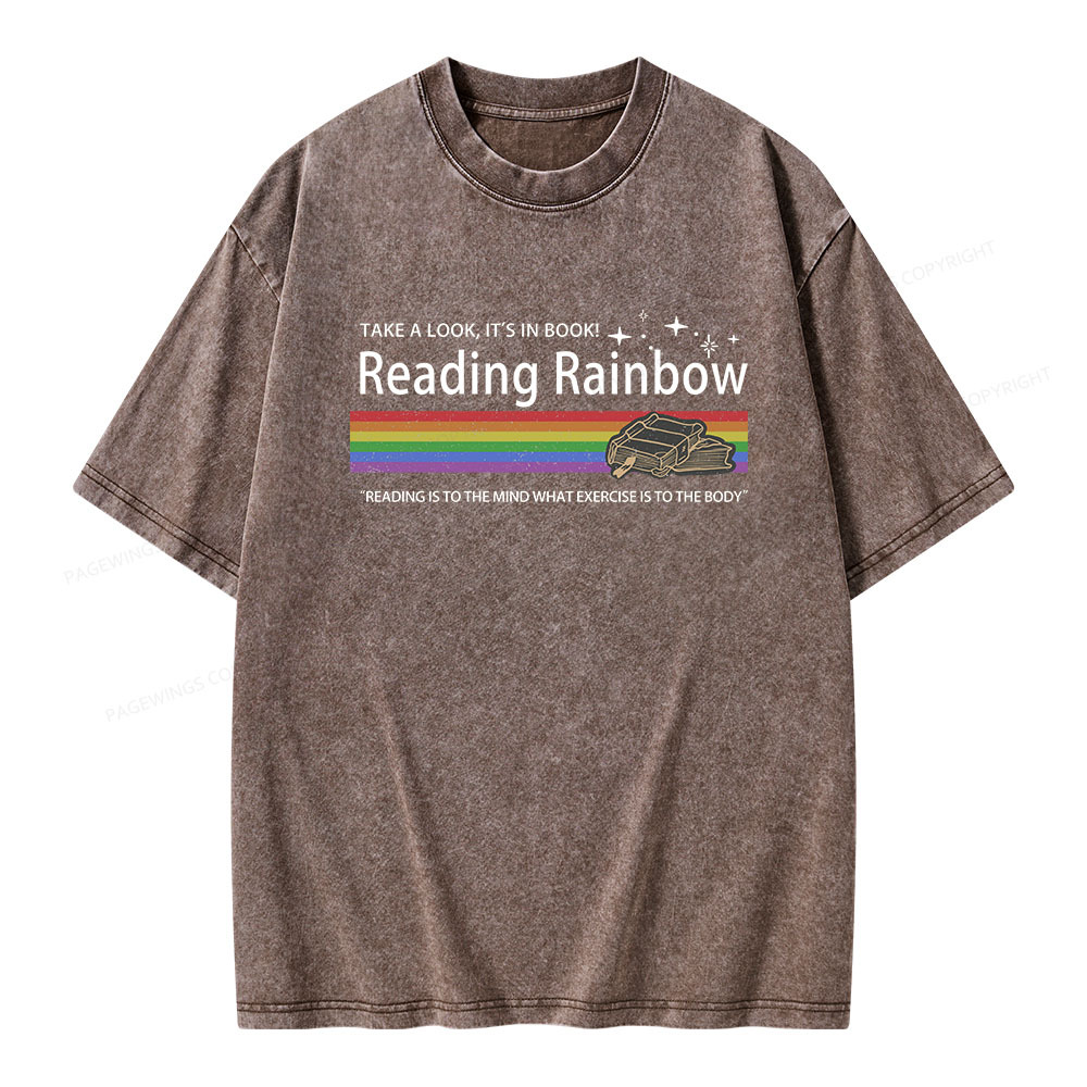 Pagewings Reading Rainbow Unisex Washed T-shirt