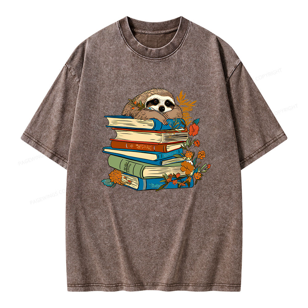 Pagewings Sloth And Stories Unisex Washed T-shirt