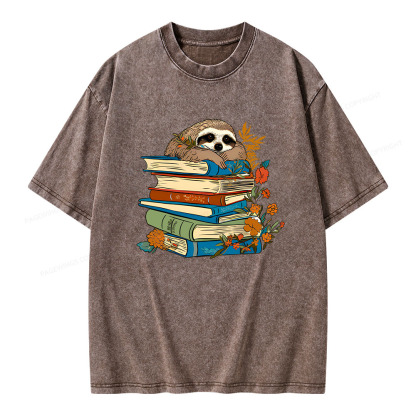 Pagewings Sloth And Stories Unisex Washed T-shirt
