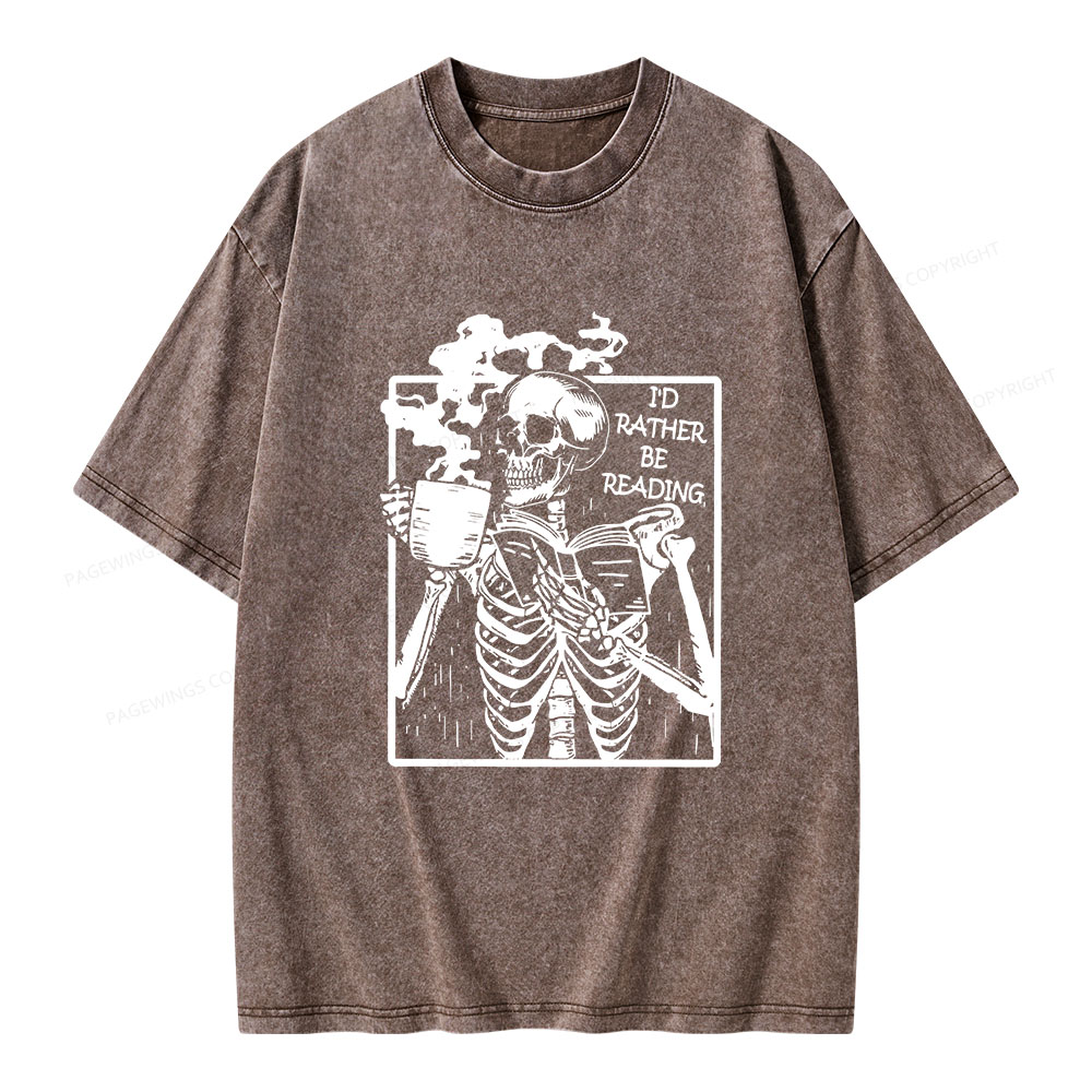 Pagewings I’d Rather Be Reading Unisex Washed T-shirt