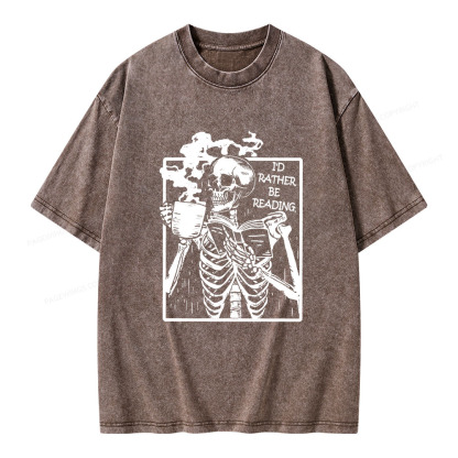 Pagewings I’d Rather Be Reading Unisex Washed T-shirt