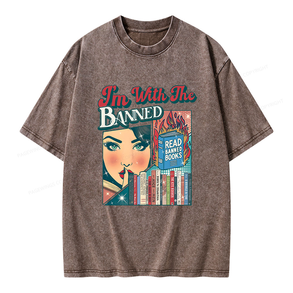 Pagewings I’m With the Banned Unisex Washed T-shirt