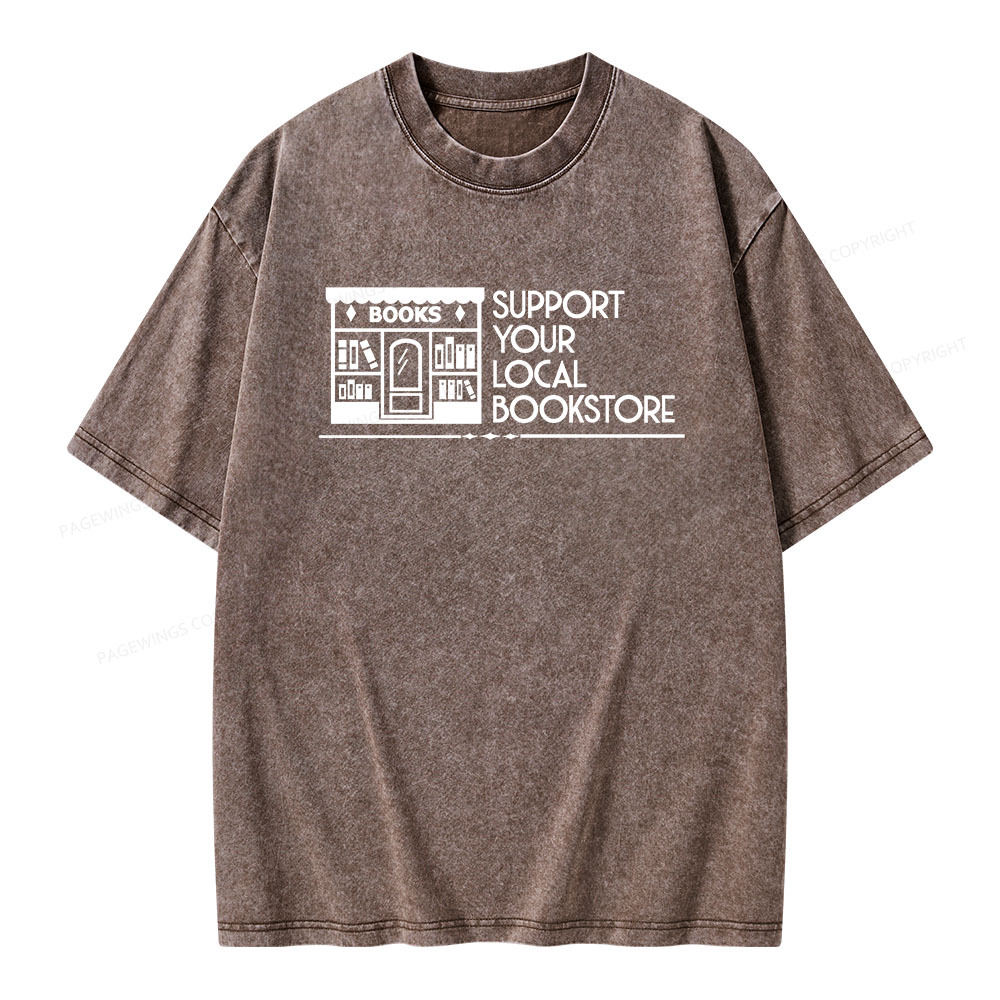 Pagewings Support Your Local Bookstore Unisex Washed T-shirt