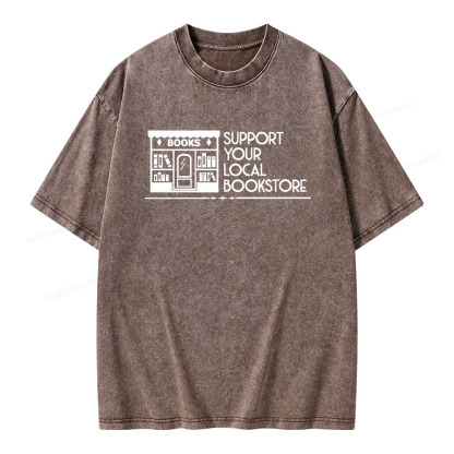 Pagewings Support Your Local Bookstore Unisex Washed T-shirt