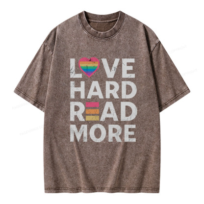 Pagewings Love Hard Read More Unisex Washed T-shirt