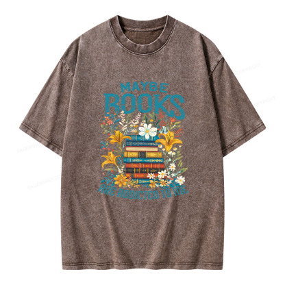 Pagewings Maybe Books Are Addicted To Me Unisex Washed T-shirt