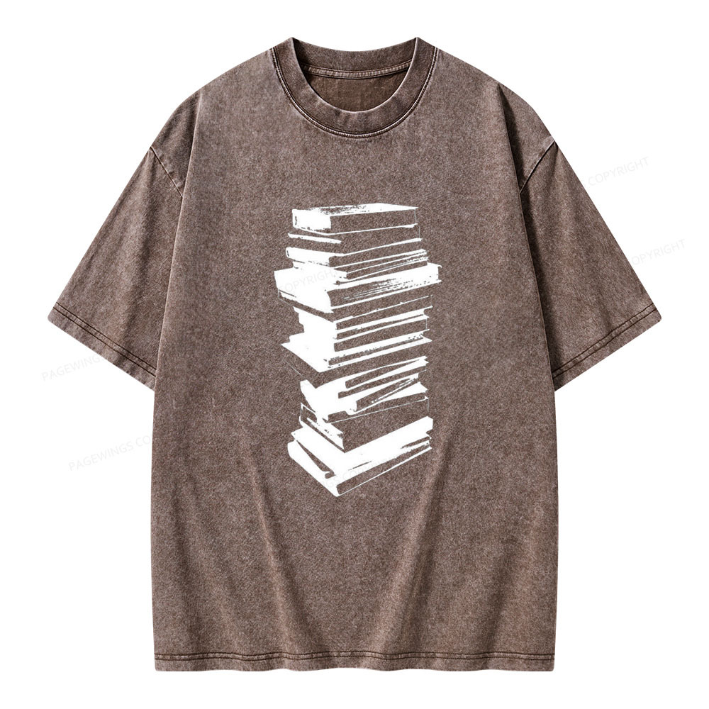 Pagewings Stack of Books Unisex Washed T-shirt