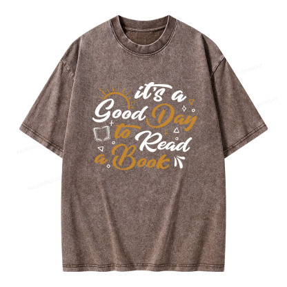 Pagewings It's A Good Day To Read A Book Unisex Washed T-shirt