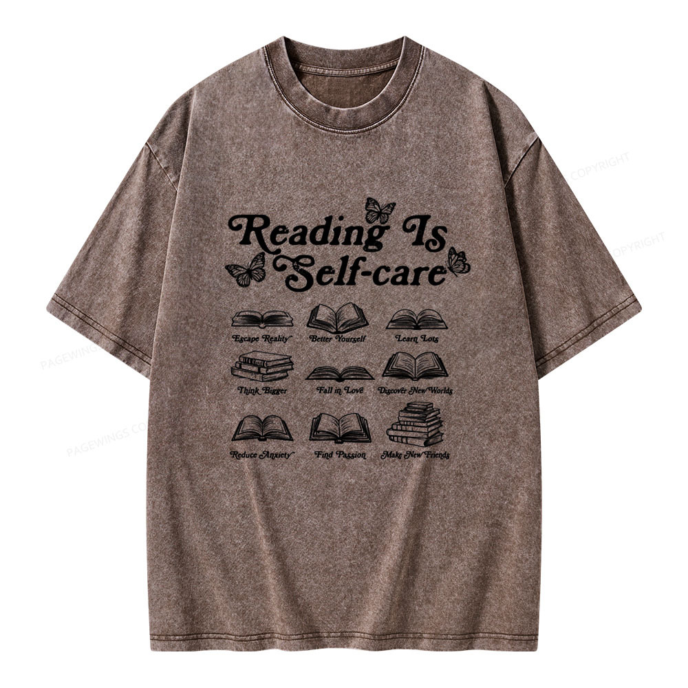 Pagewings Reading Is Self-care Unisex Washed T-shirt