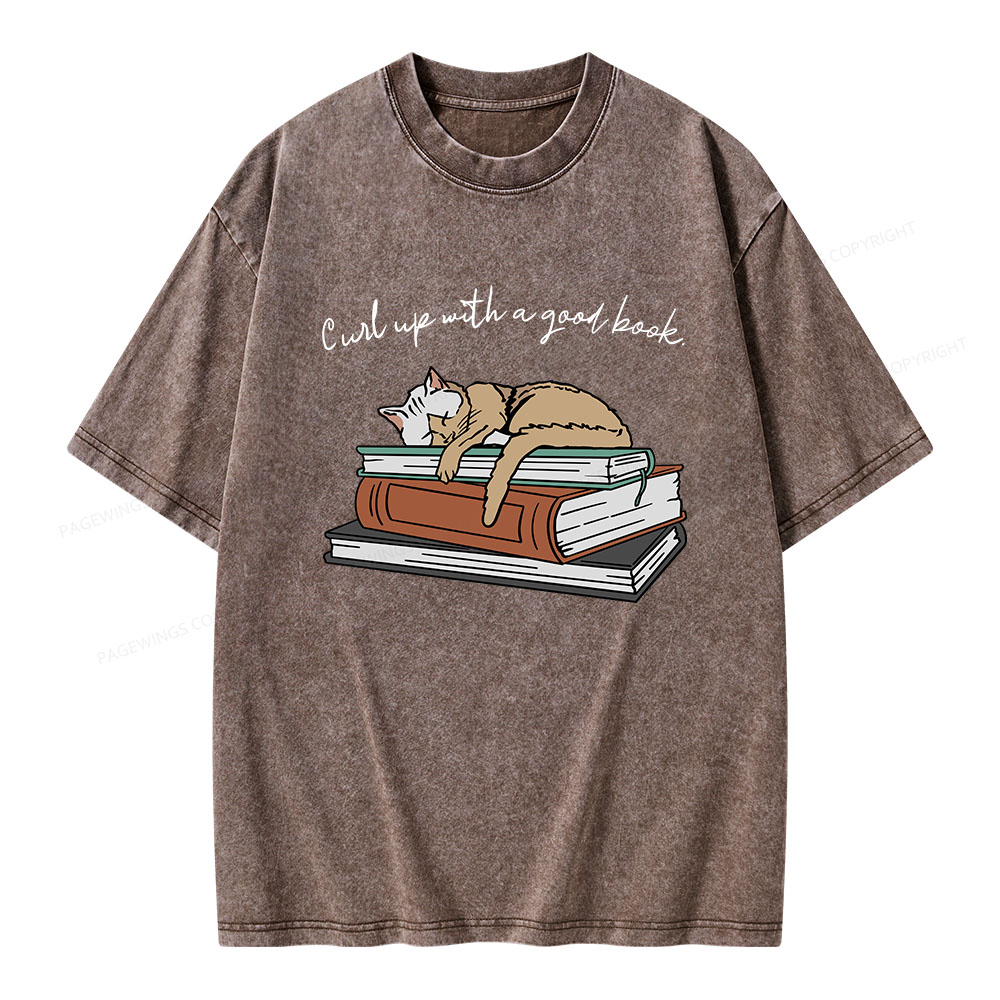 Pagewings Curl Up with a Good Book Unisex Washed T-shirt