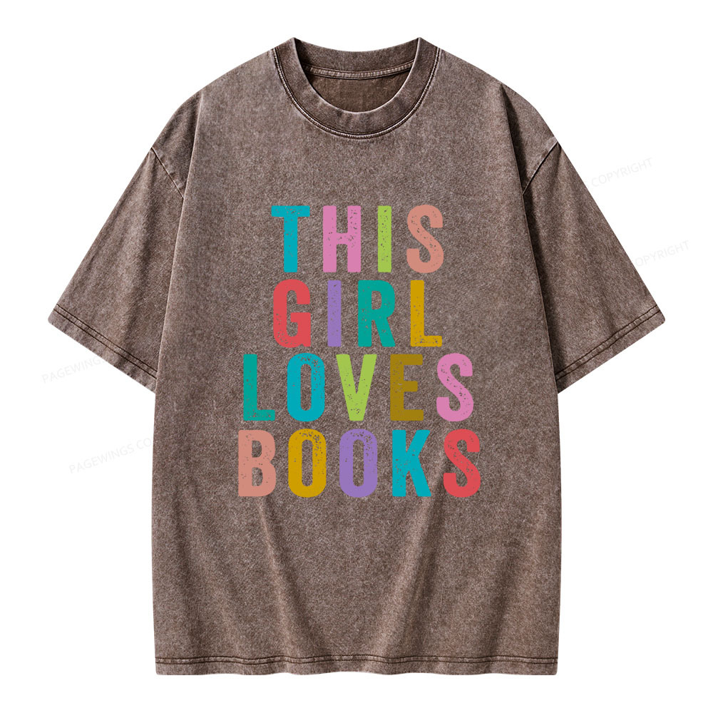 Pagewings This Girl Loves Books Unisex Washed T-shirt