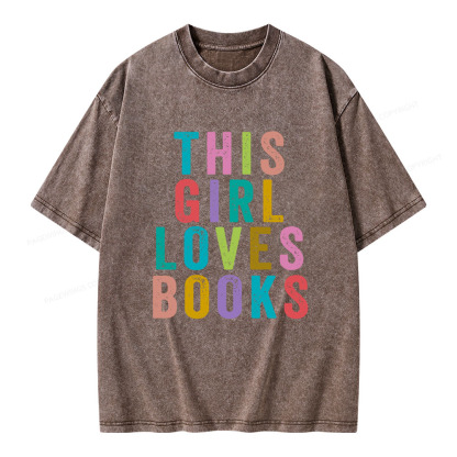 Pagewings This Girl Loves Books Unisex Washed T-shirt