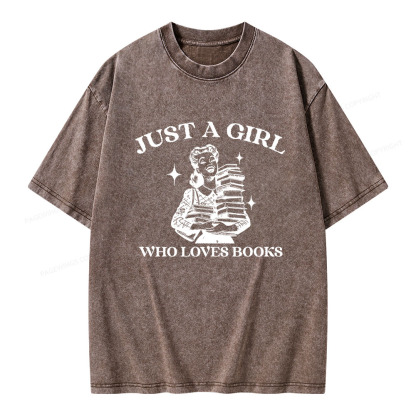 Pagewings Just A Girl Who Loves Books Unisex Washed T-shirt