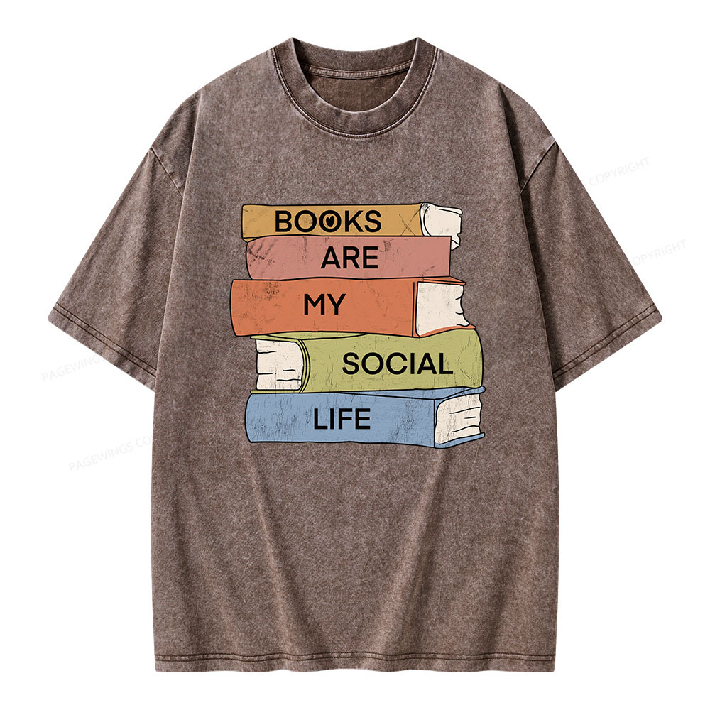 Pagewings Books Are My Social Life Unisex Washed T-shirt
