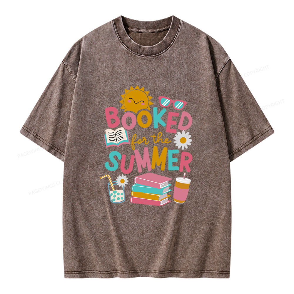 Pagewings Booked For The Summer Unisex Washed T-shirt