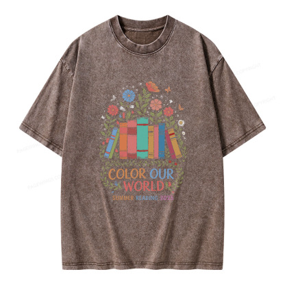 Pagewings Color Our World  Unisex Washed T-shirt